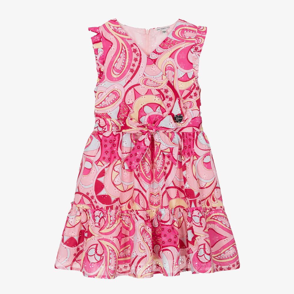 Guess - Girls Pink Cotton Paisley Dress | Childrensalon