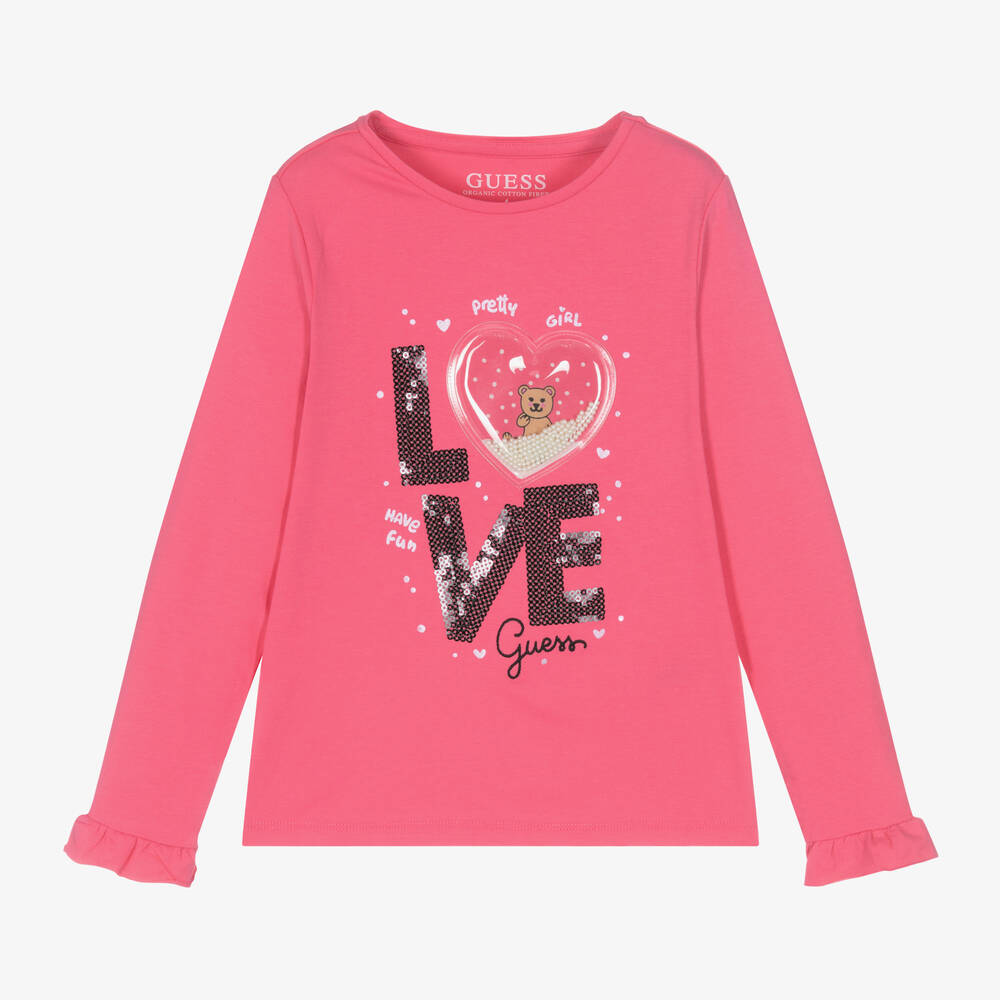 Guess - Girls Pink Cotton Top | Childrensalon