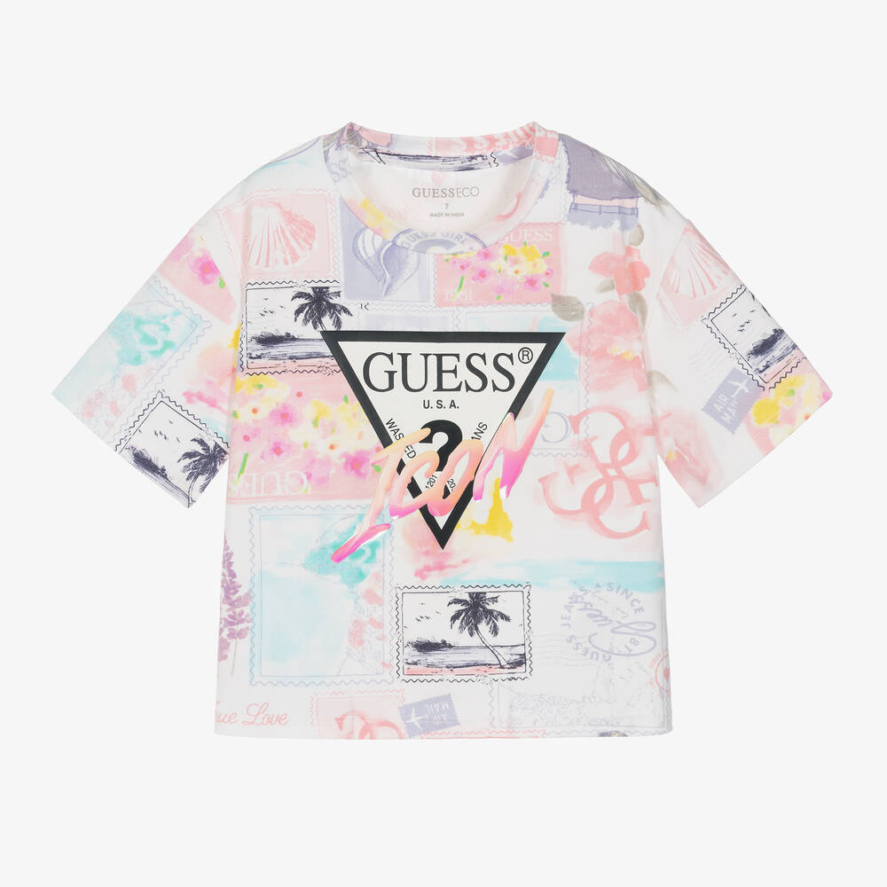 Guess -  Girls Pink Icon Cotton T-Shirt | Childrensalon