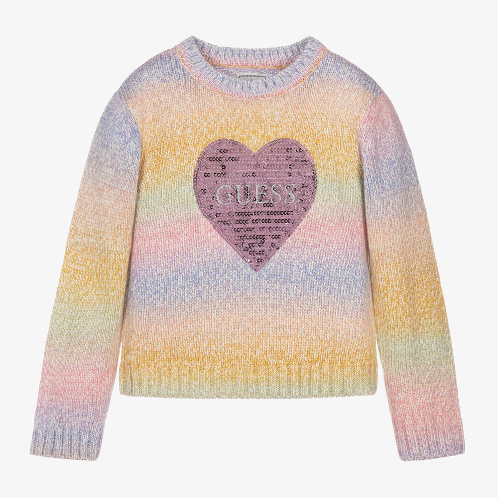 Guess - Girls Pink Rainbow Stripe Sweater | Childrensalon