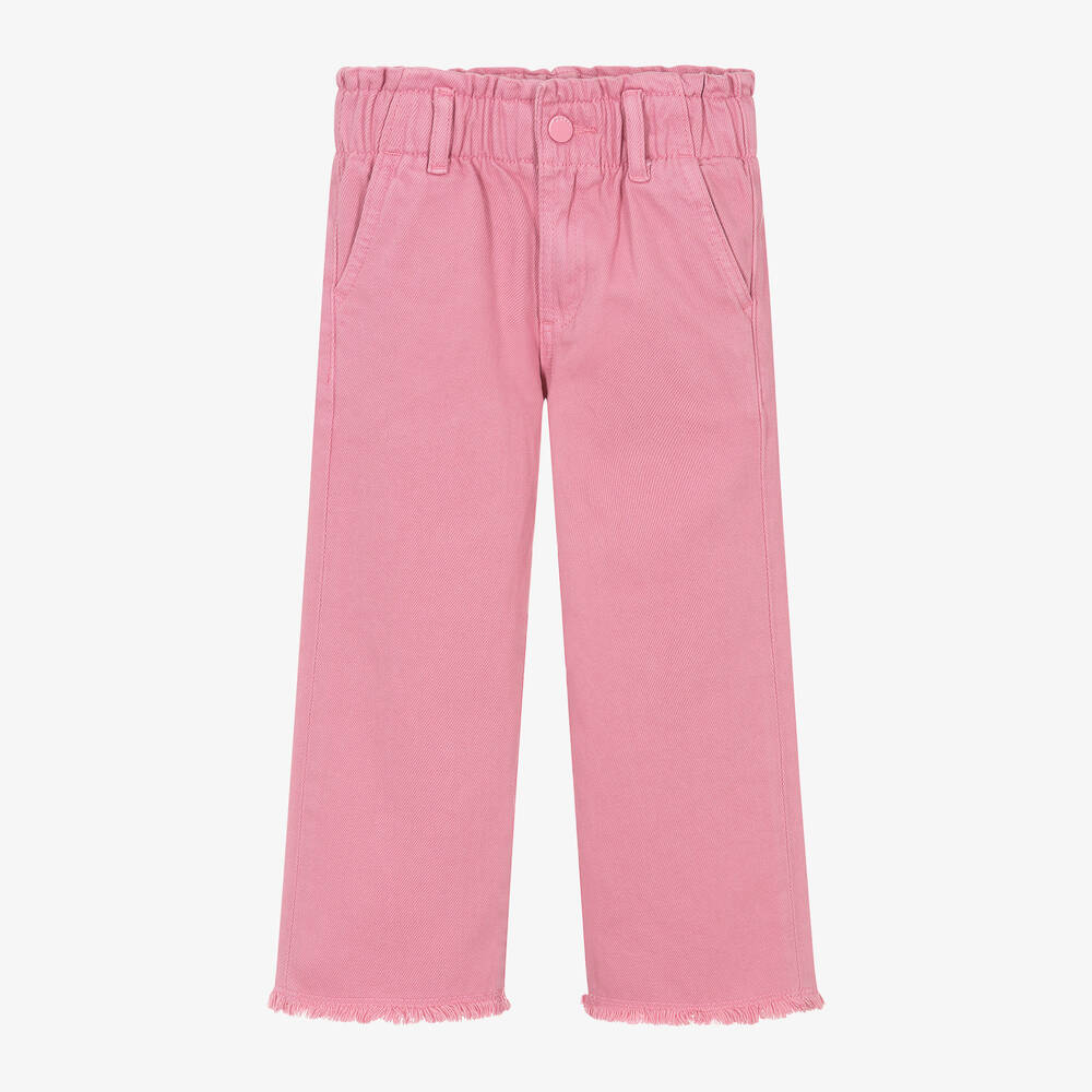 Guess - Girls Pink Wide-Leg Denim Jeans | Childrensalon