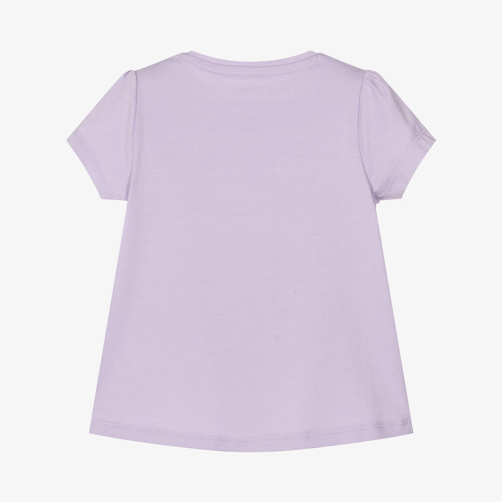 Guess - Girls Purple Organic Cotton T-Shirt | Childrensalon