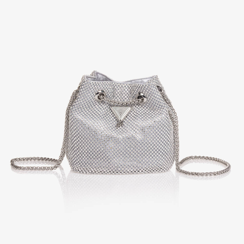 Guess - Girls Silver Diamanté Handbag (18cm) | Childrensalon