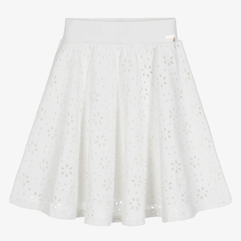 Guess - Girls White Broderie Anglaise Skirt | Childrensalon