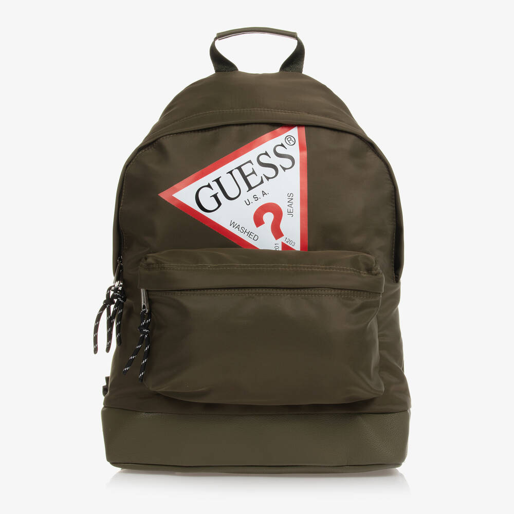 Guess - Green Triangle Logo Backpack (39cm) | Childrensalon