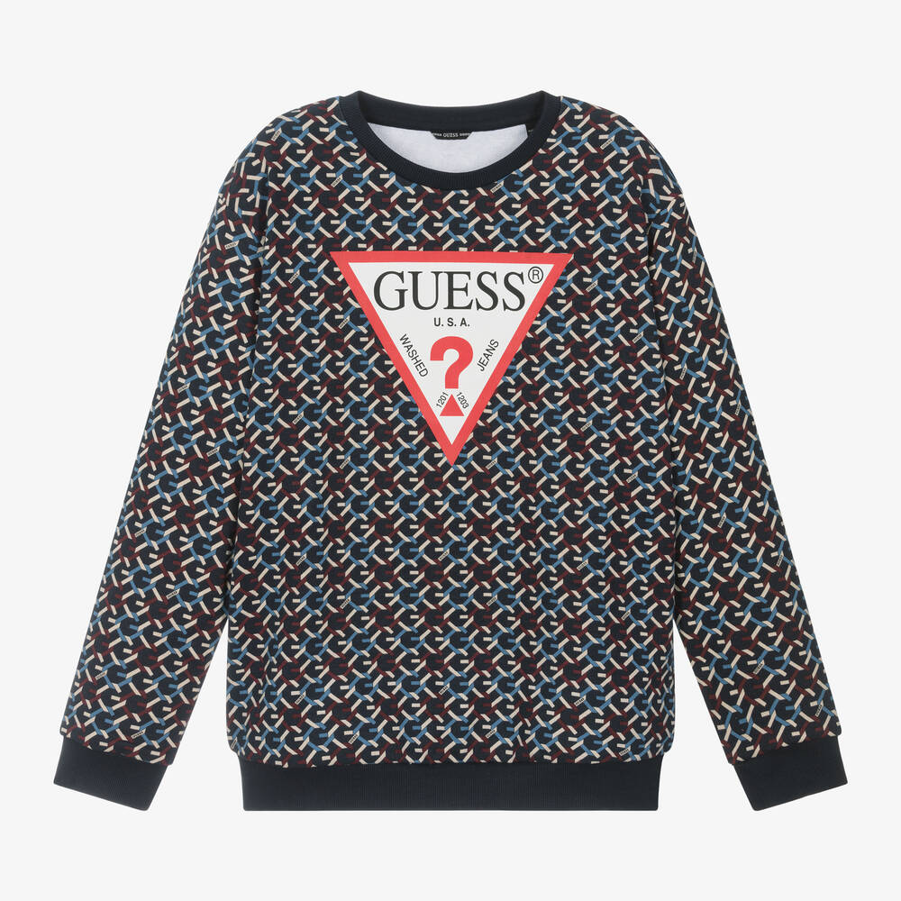 Guess - Junior Boys Blue Cotton Sweatshirt | Childrensalon