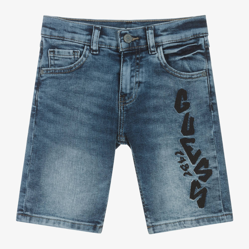 Shop Guess Junior Boys Blue Denim Shorts