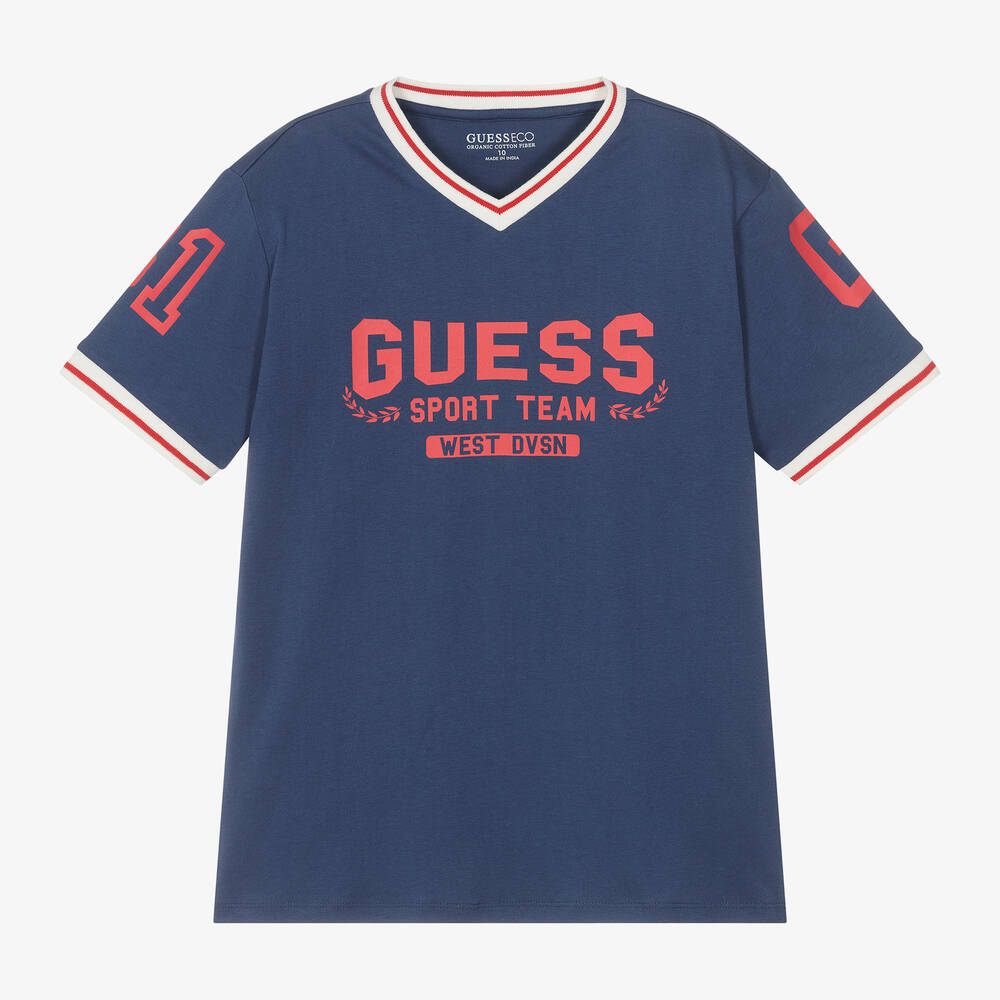 Guess - Junior Boys Blue Varsity T-Shirt | Childrensalon