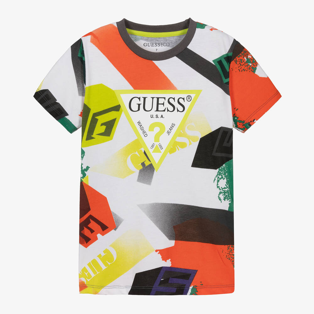 Guess - Хлопковая футболка с геометрическим принтом | Childrensalon