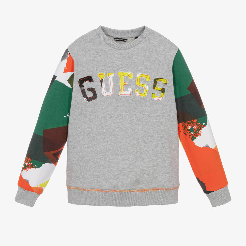 Guess - Junior Boys Grey Marl Sweatshirt | Childrensalon