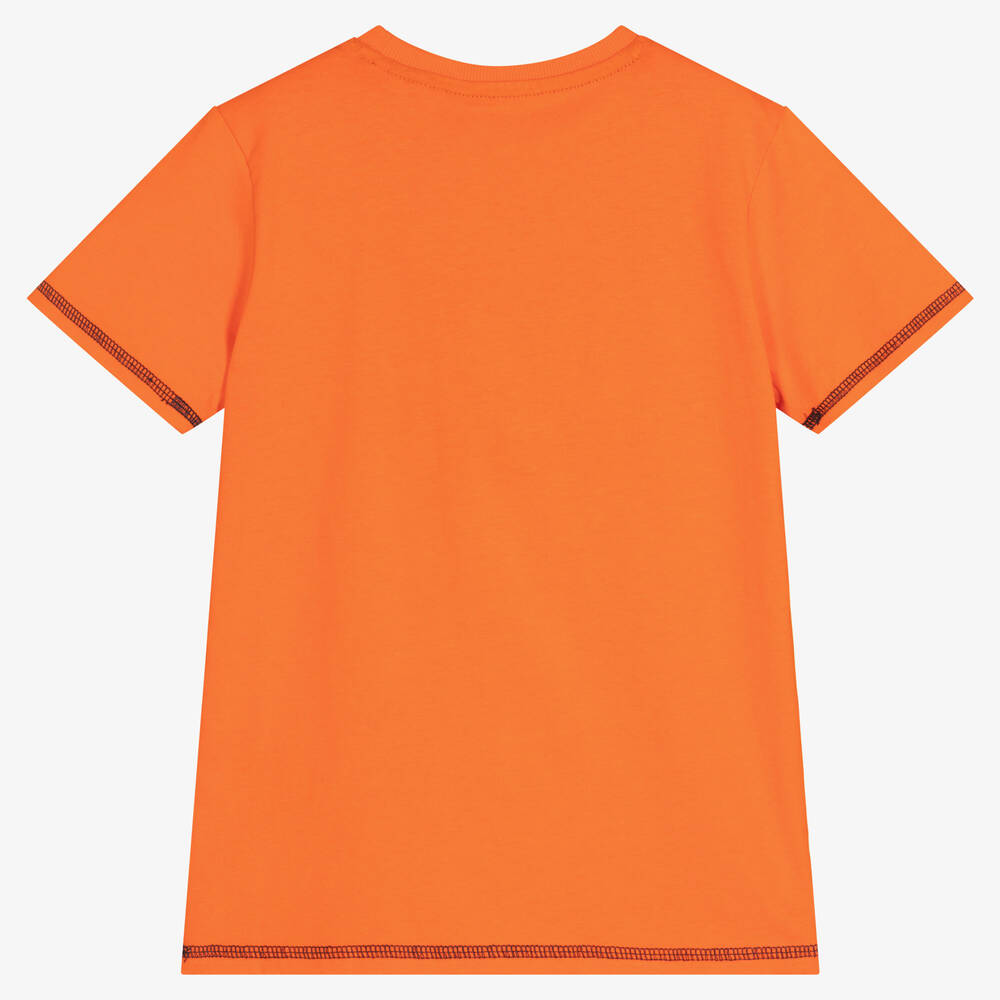 Guess - Junior Boys Orange Cotton Logo T-Shirt | Childrensalon