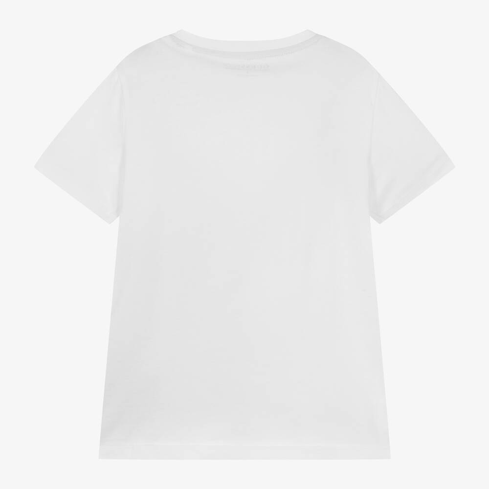 Guess - Junior Boys White Cotton T-Shirt | Childrensalon