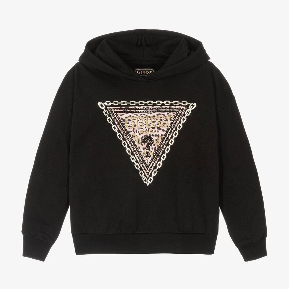 Guess - Junior Girls Black Cotton Hoodie | Childrensalon