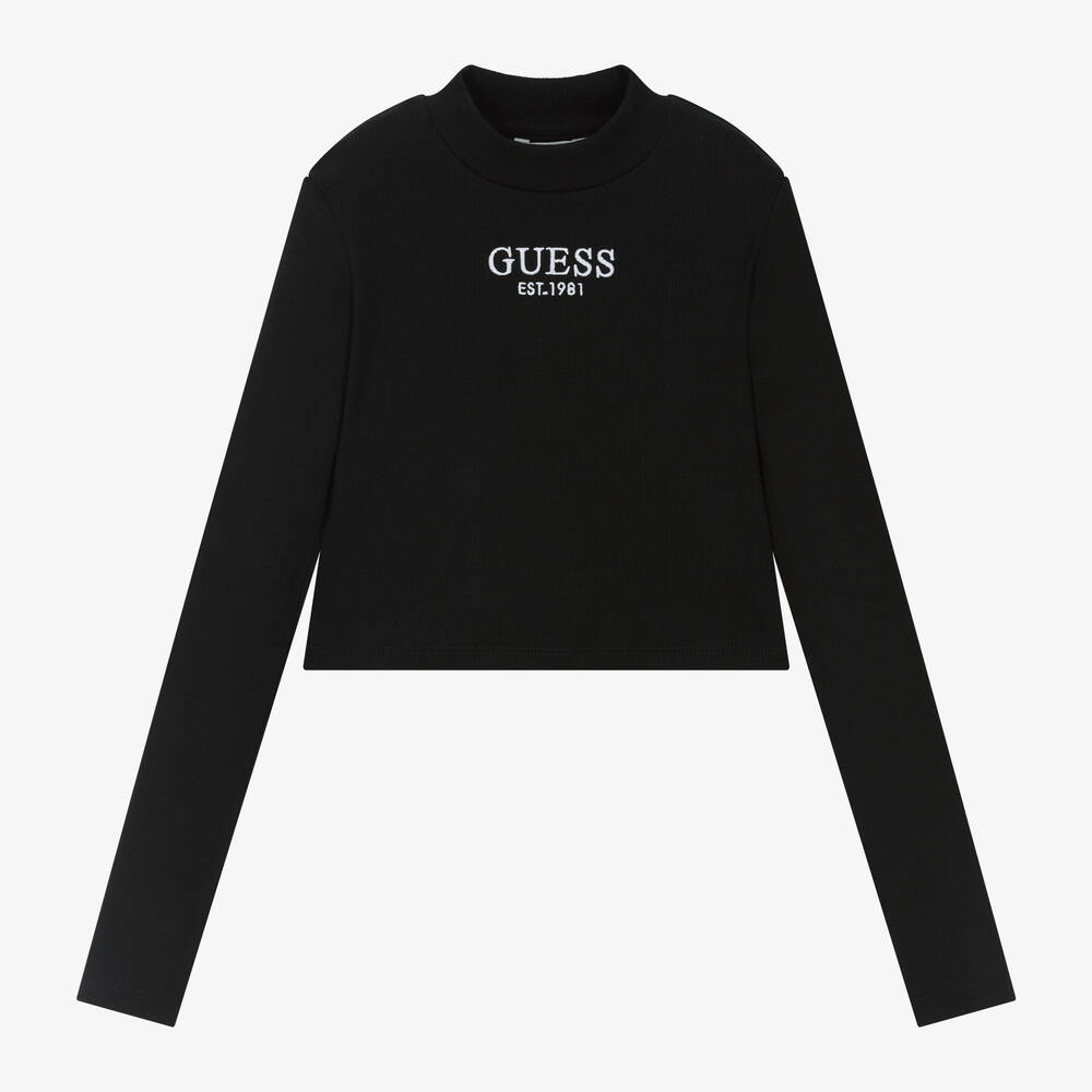 Guess - Junior Girls Black Cotton Top | Childrensalon