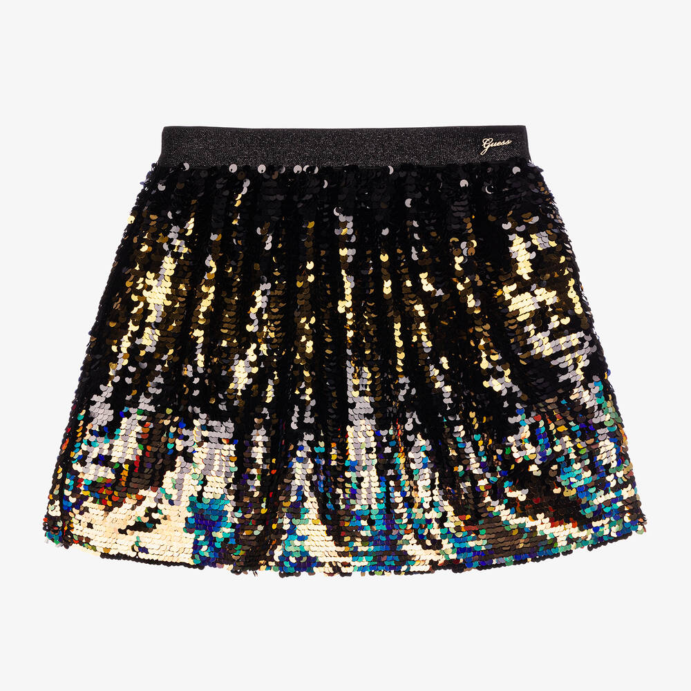 Guess - Junior Girls Black & Gold Sequin Skirt | Childrensalon