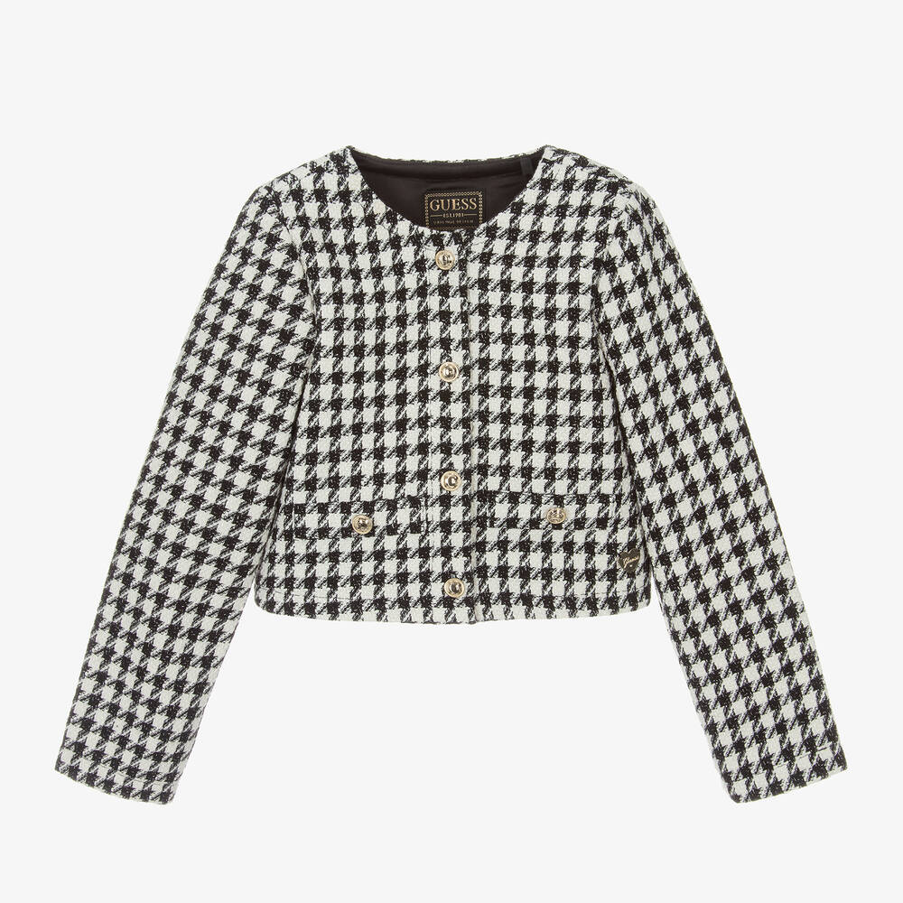 Guess - Junior Girls Black & White Houndstooth Jacket | Childrensalon