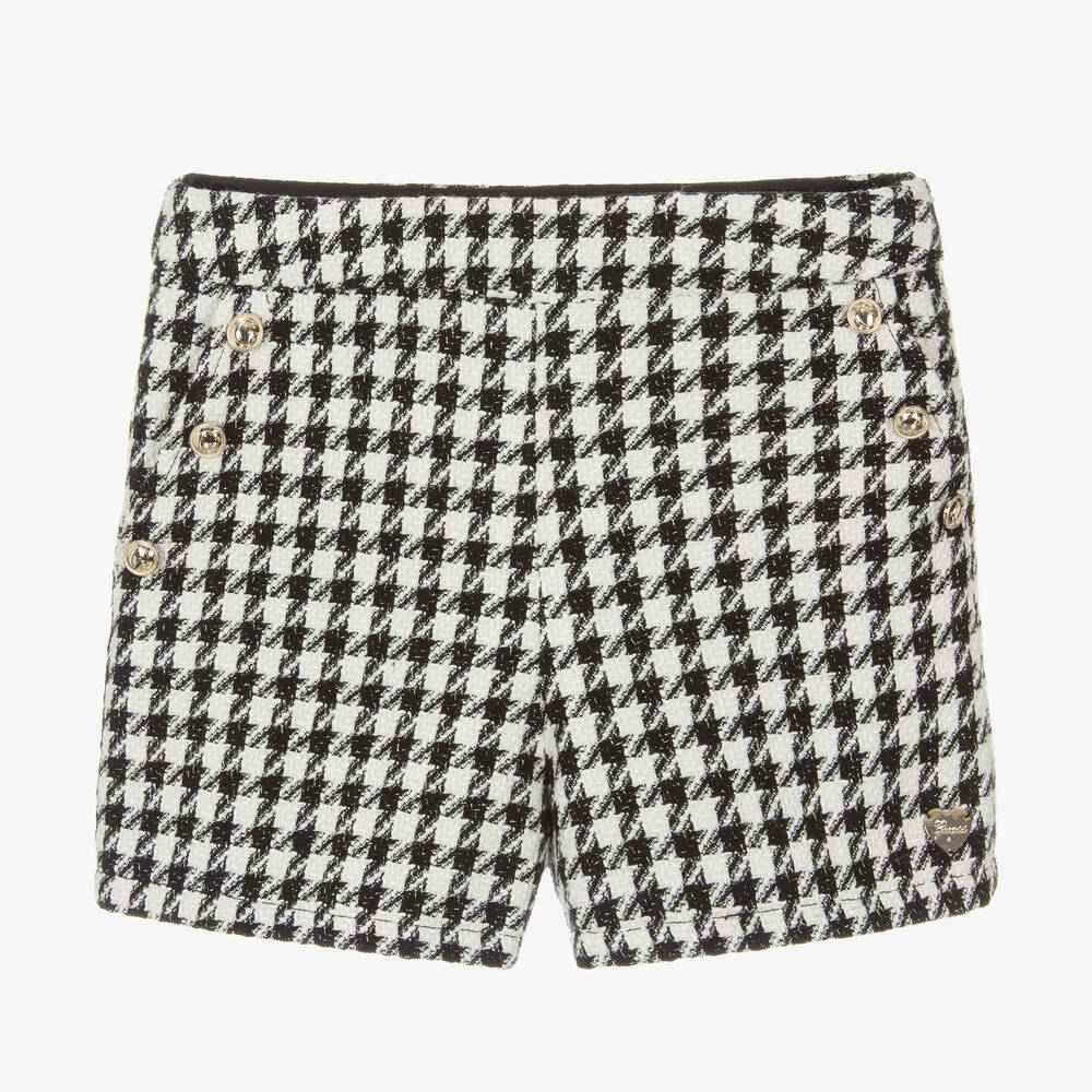 Guess - Junior Girls Black & White Houndstooth Shorts | Childrensalon