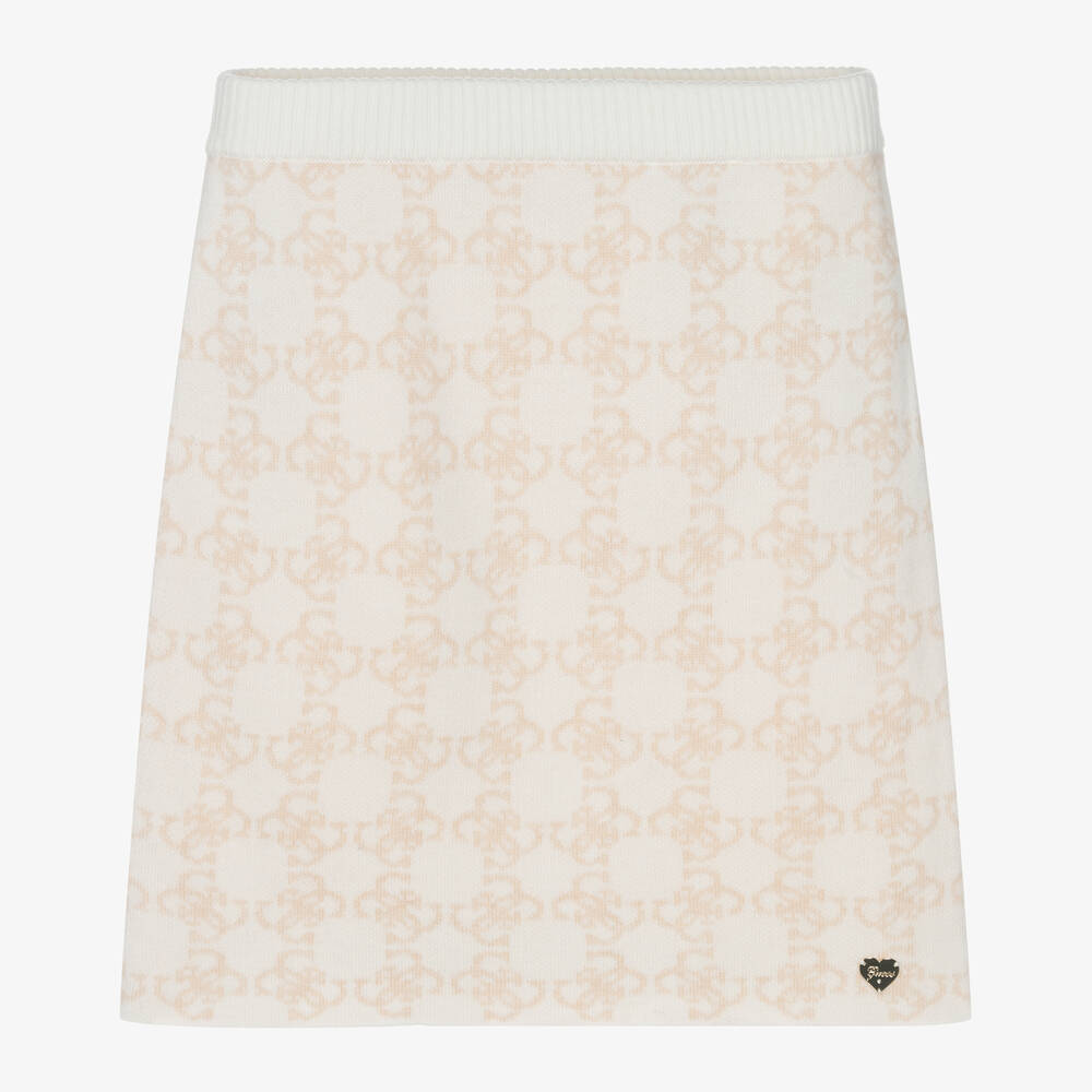 Guess - Junior Girls Ivory & Beige Logo Knit Skirt | Childrensalon