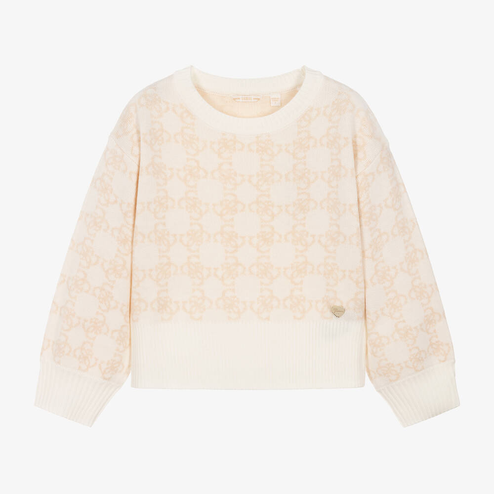 Guess - Junior Girls Ivory Knitted Sweater | Childrensalon