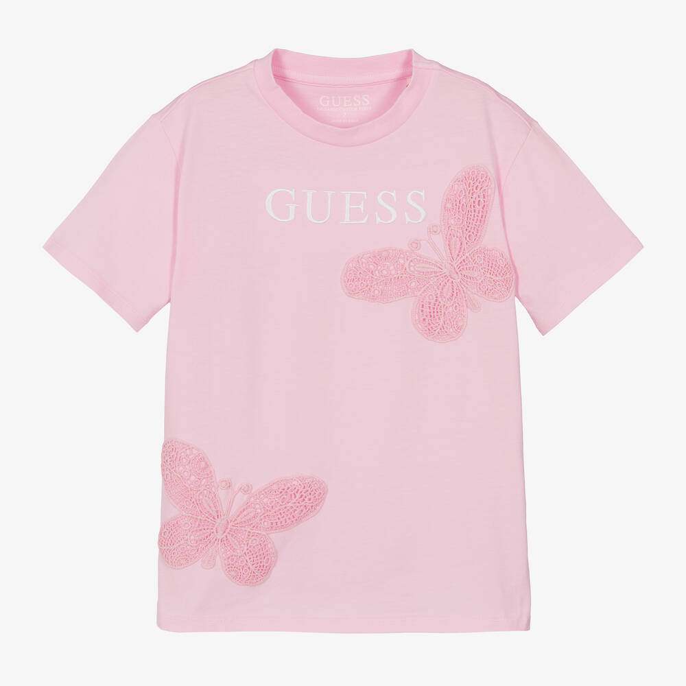 Guess - Junior Girls Pink Cotton T-Shirt | Childrensalon