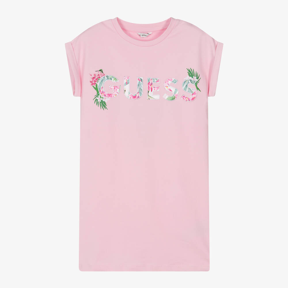 Guess - Junior Girls Pink Cotton T-Shirt Dress | Childrensalon