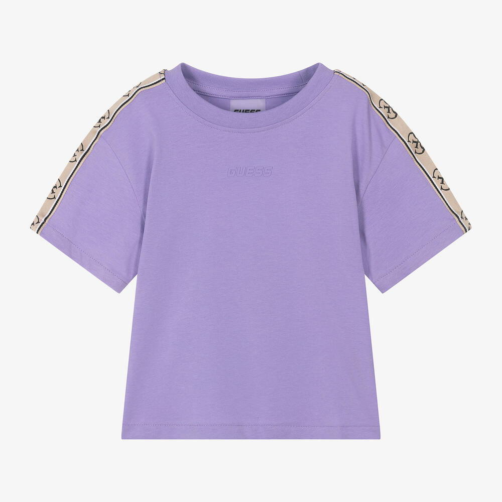 Guess - T-shirt violet en coton fille junior | Childrensalon