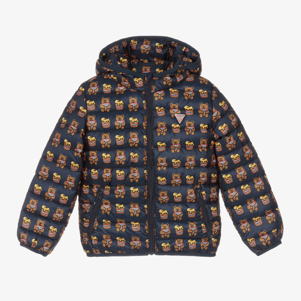 Guess - Navy Blue Teddy Bear Puffer Jacket | Childrensalon