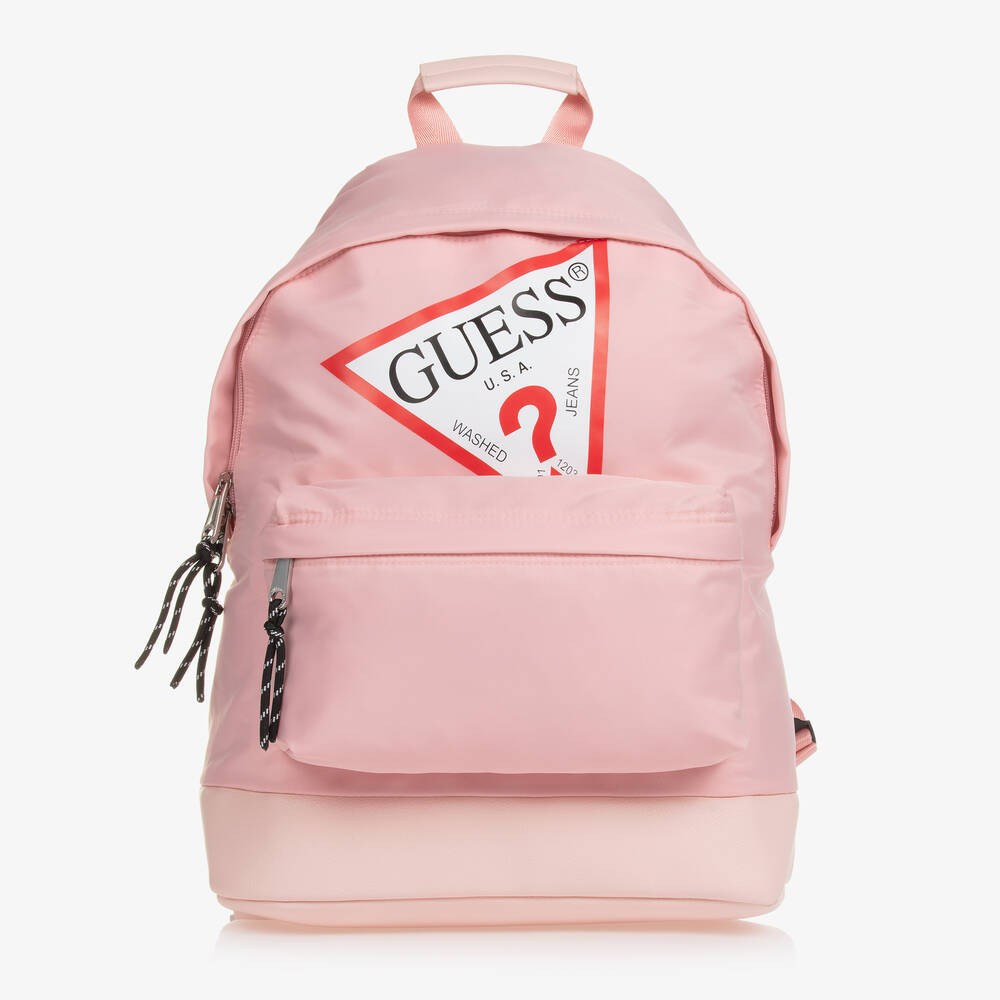 Guess - Pink Triangle Logo Backpack (39cm) | Childrensalon