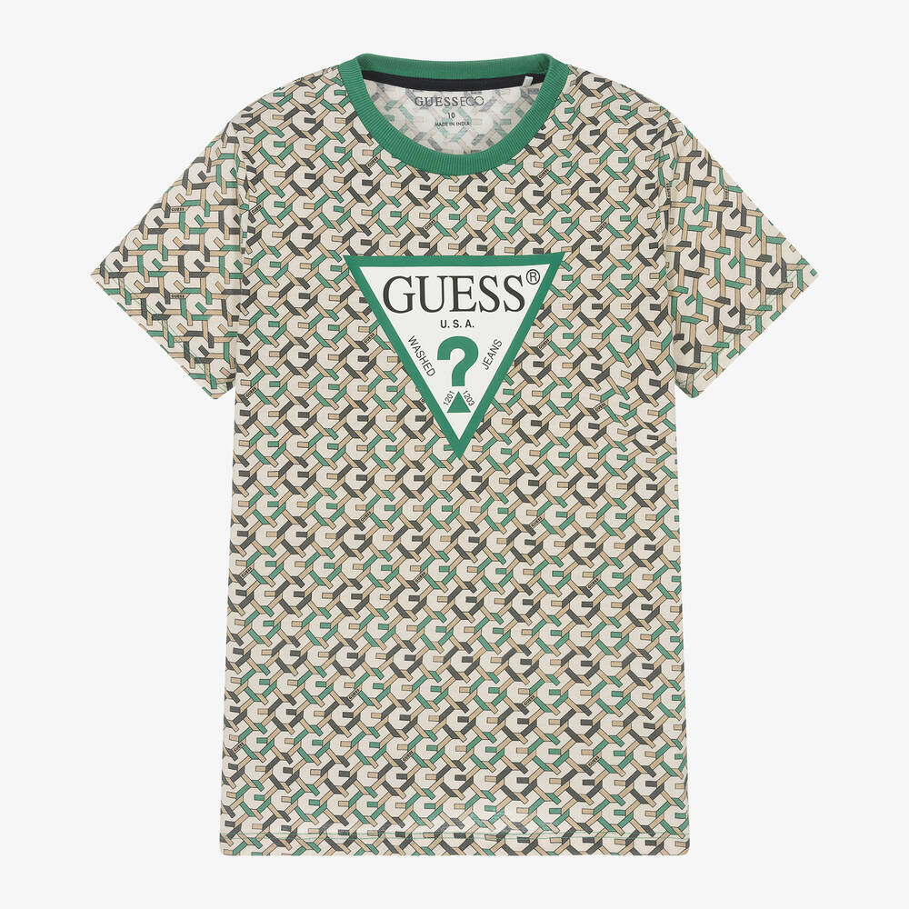Guess - Бежевая хлопковая футболка для мальчиков | Childrensalon