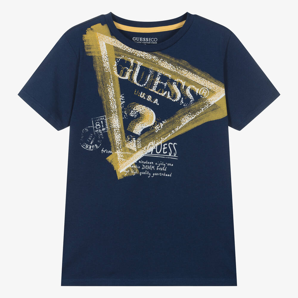 Guess - Teen Boys Blue Cotton Triangle T-Shirt | Childrensalon