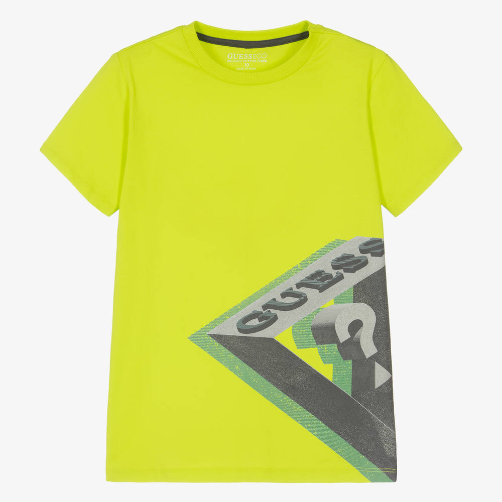 Guess - Хлопковая футболка цвета лайма для мальчиков-подростков | Childrensalon