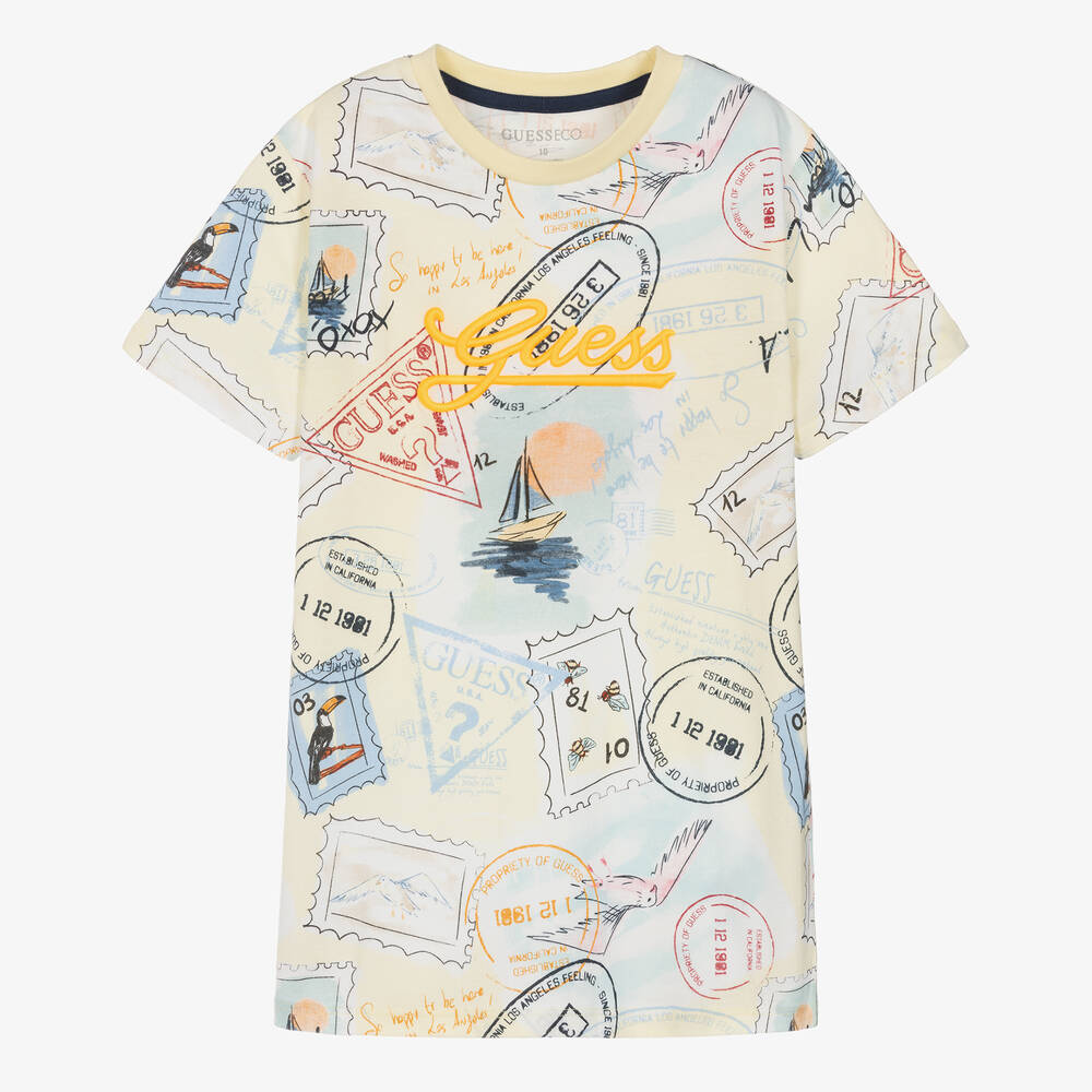 Guess - Teen Boys Pastel Yellow Graphic T-Shirt | Childrensalon