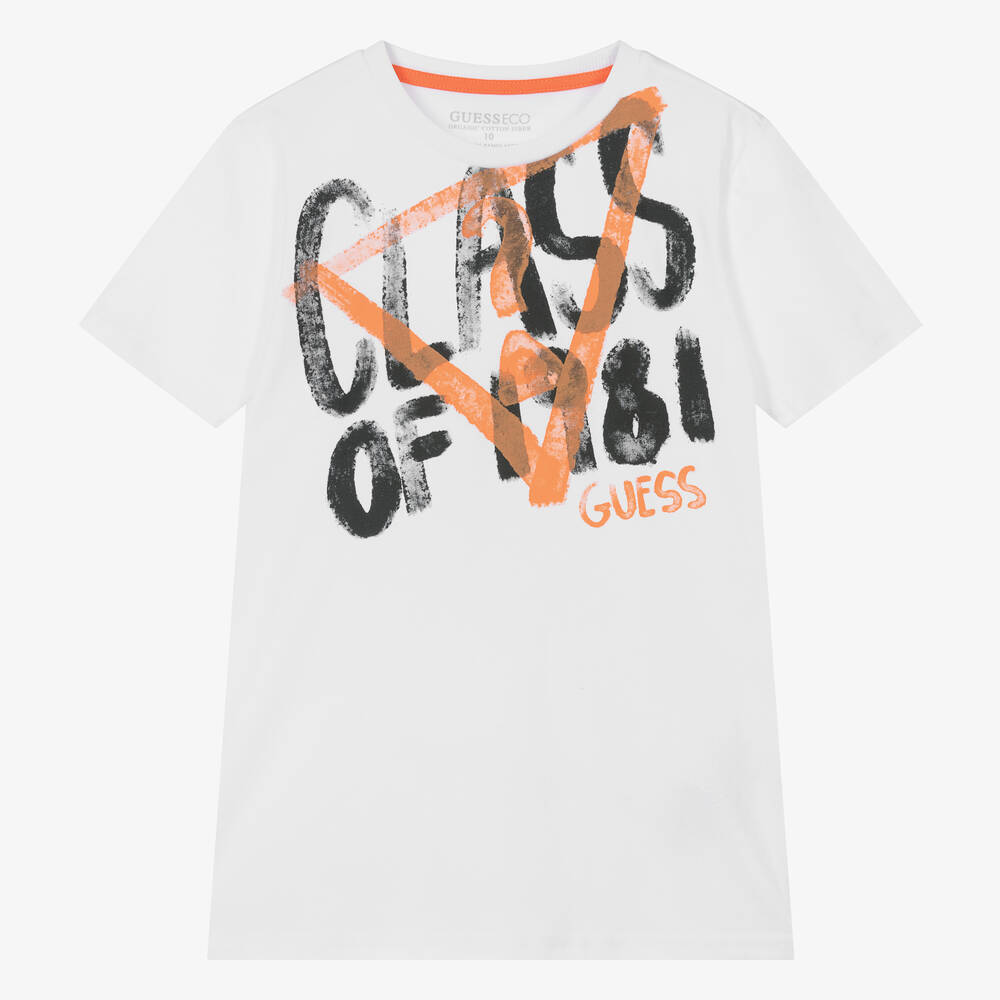 Guess - Teen Boys White Cotton Graffiti T-Shirt | Childrensalon