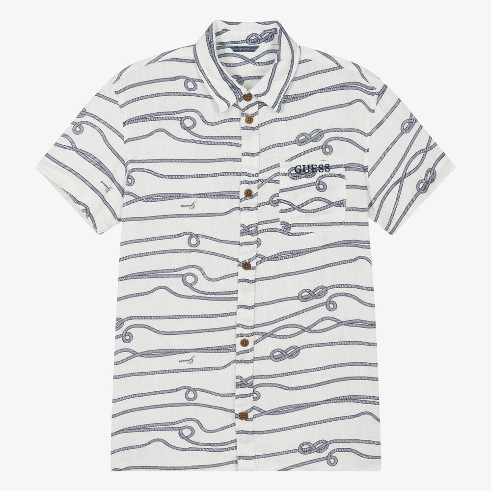 Guess - Teen Boys White Rope Print Shirt | Childrensalon
