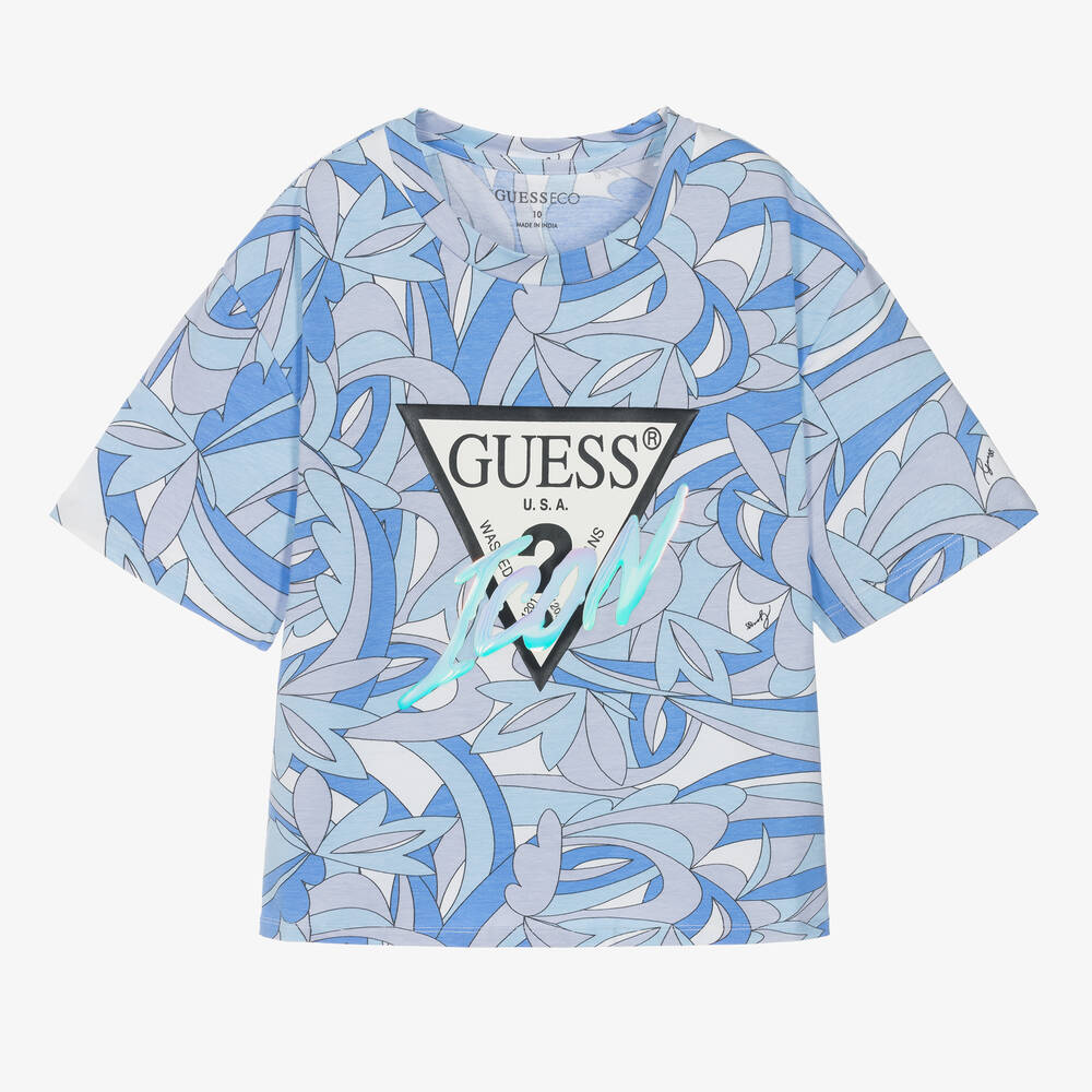 Guess - Teen Girls Blue Icon Cotton T-Shirt | Childrensalon