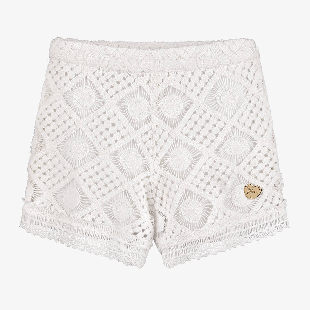 Guess Teen Girls Ivory Crochet Shorts