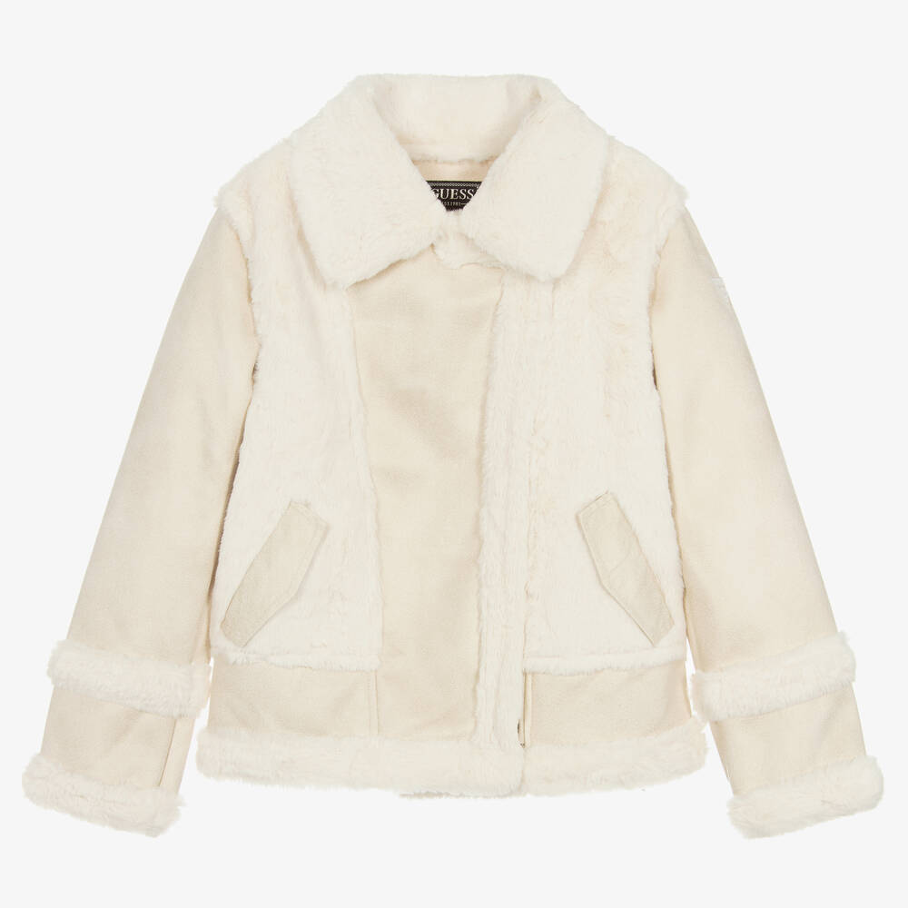 Teen Girls Ivory Faux Suede Jacket