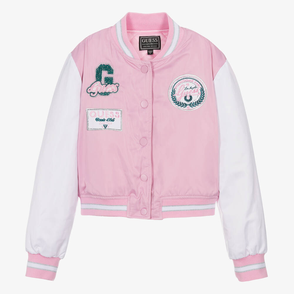 Guess - Розовая куртка-бомбер для девочек | Childrensalon