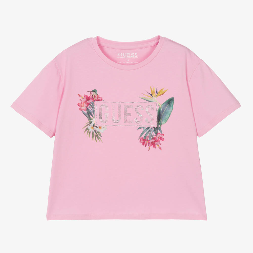 Guess Teen Girls Pink Cotton T-shirt