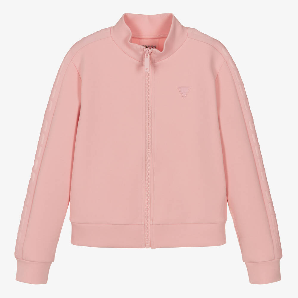 Guess - Teen Girls Pink Cotton Zip-Up Top | Childrensalon