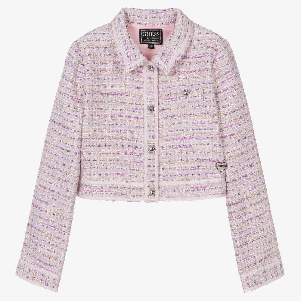 Guess - Teen Girls Pink & Lilac Tweed Jacket | Childrensalon