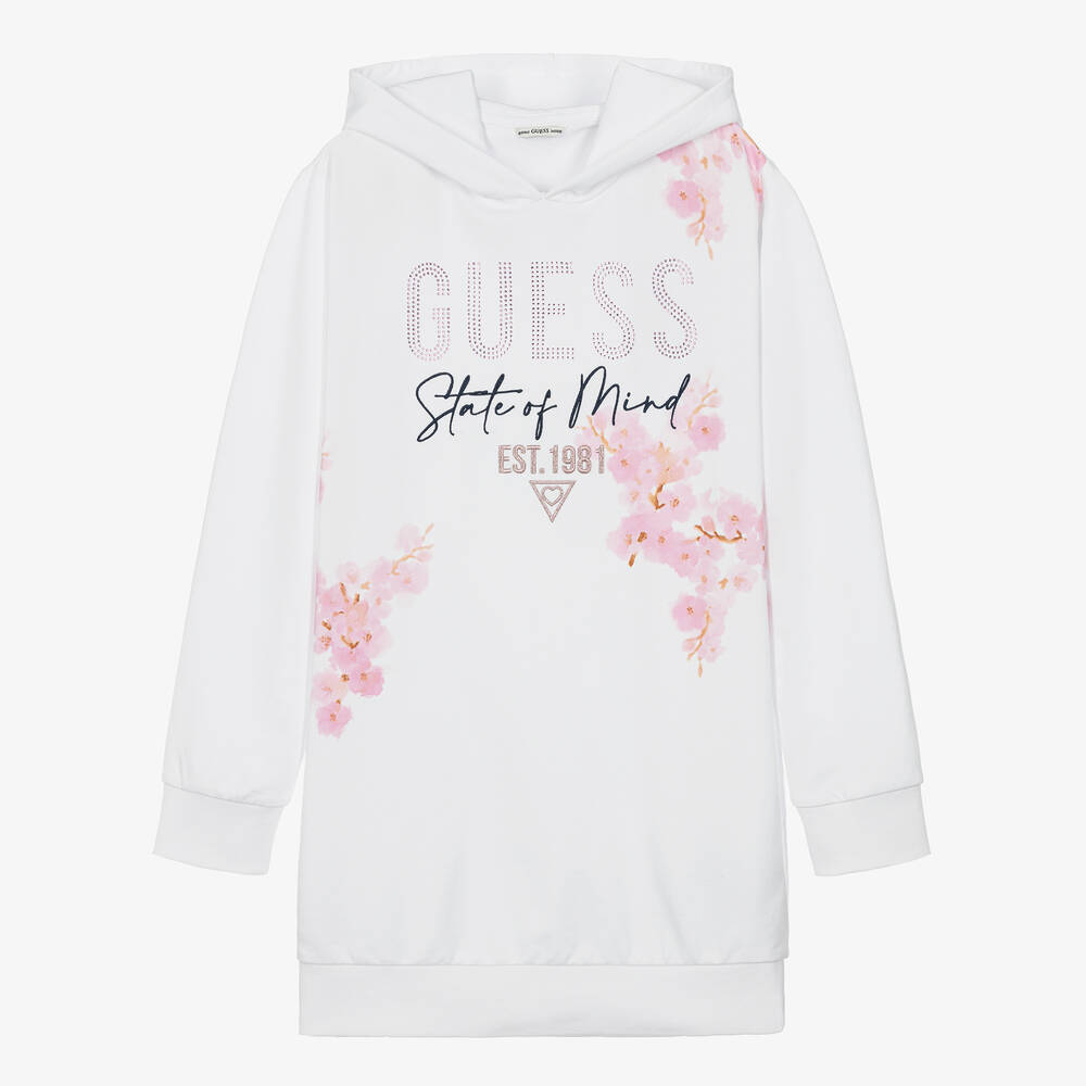 Guess - Teen Girls White Blossom Hoodie Dress | Childrensalon
