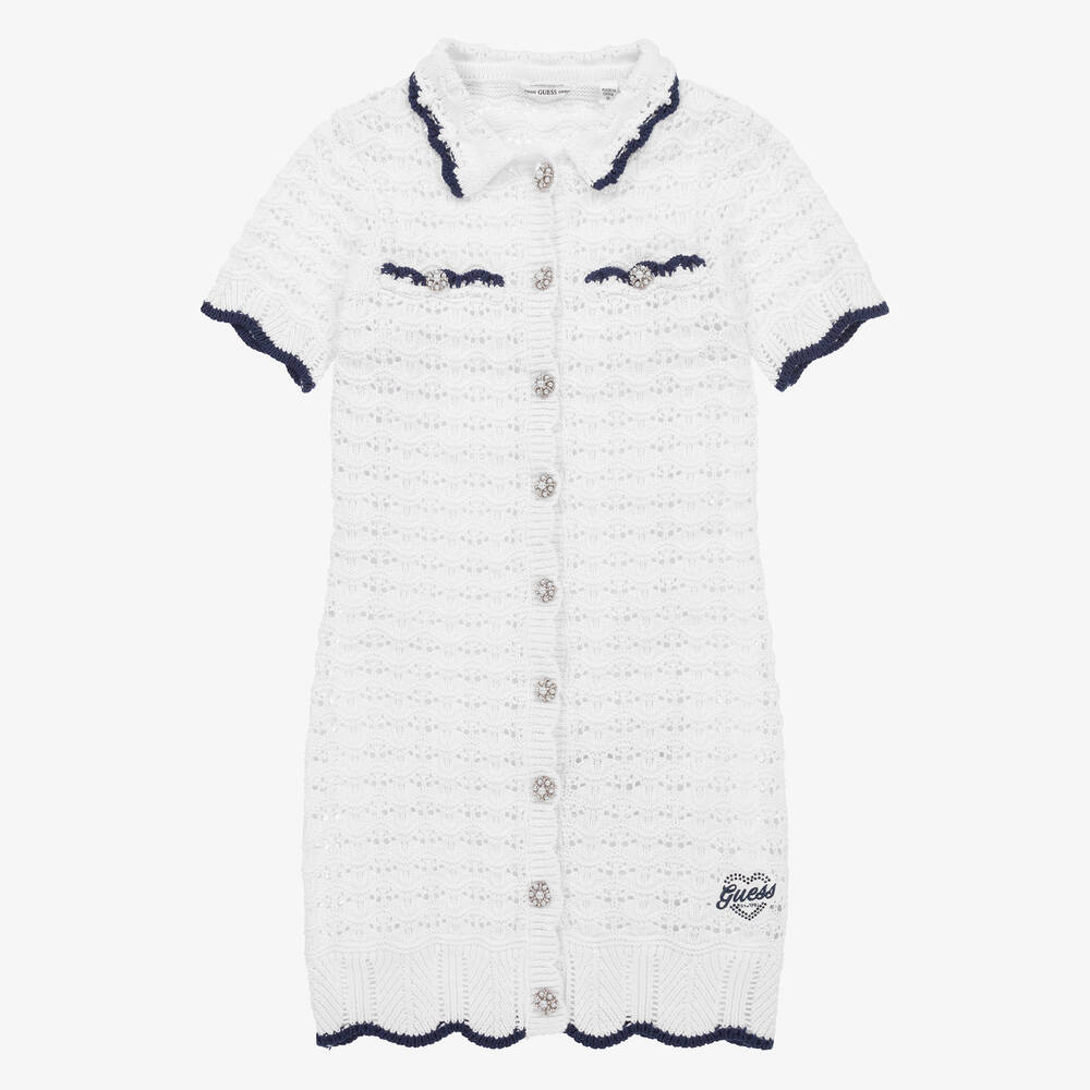 Guess - Teen Girls White Cotton Crochet Dress | Childrensalon