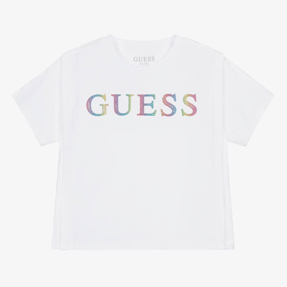 Guess - Teen Girls White Cotton Jersey T-Shirt | Childrensalon