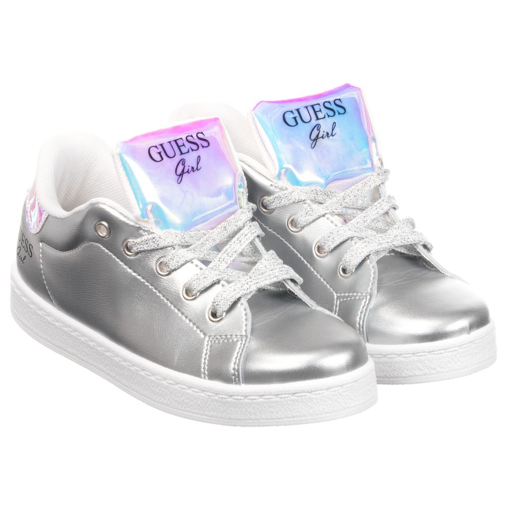 silver guess trainers