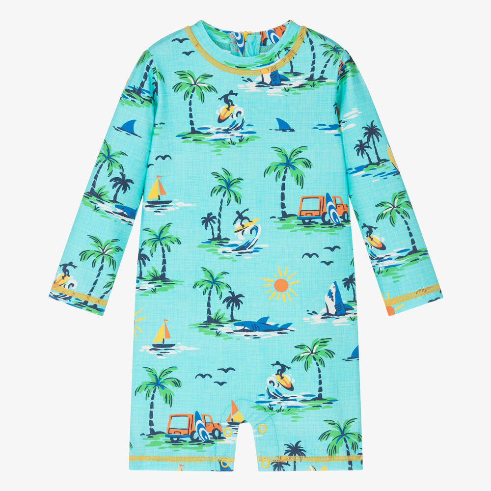 Hatley - Baby Boys Blue Surf Sun Suit (UPF50+) | Childrensalon