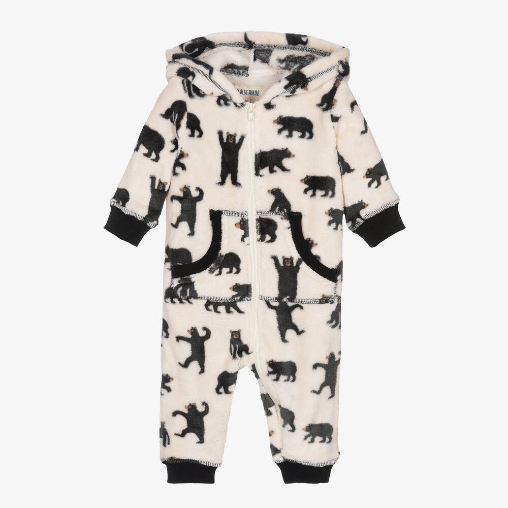 Hatley - Baby Ivory Fleece Hooded Bear Onesie | Childrensalon