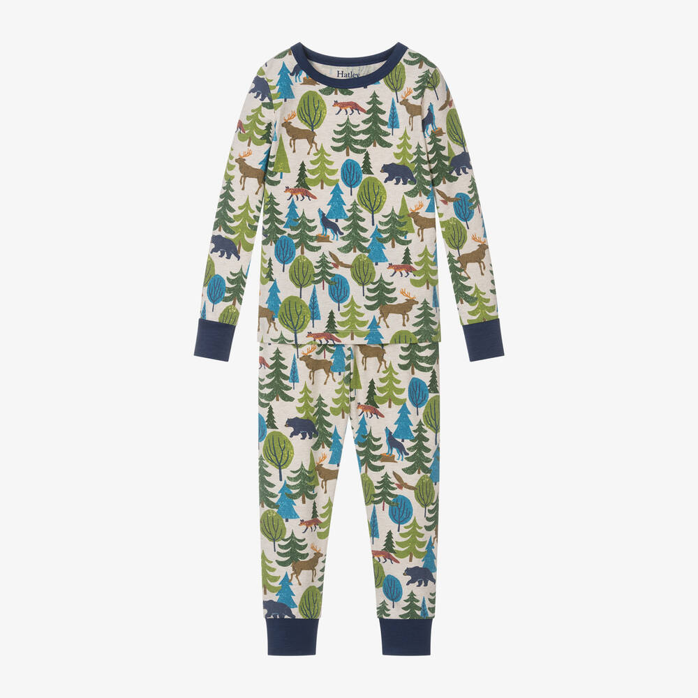 Hatley - Beige Cotton Forest Pyjamas | Childrensalon