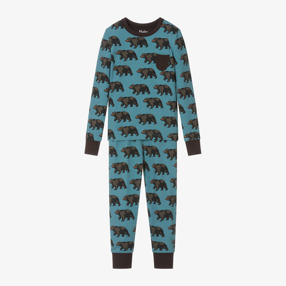 Hatley - Blue Viscose Bears Pyjamas | Childrensalon