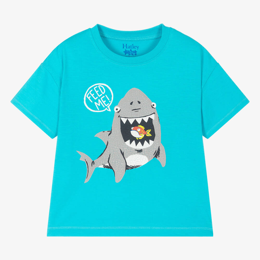 Shop Hatley Boys Blue Cotton Shark T-shirt